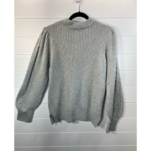 Crown & Ivy Sweater M Puff Sleeve Cable Knit Long Sleeve Preppy Prep School - Picture 3 of 8